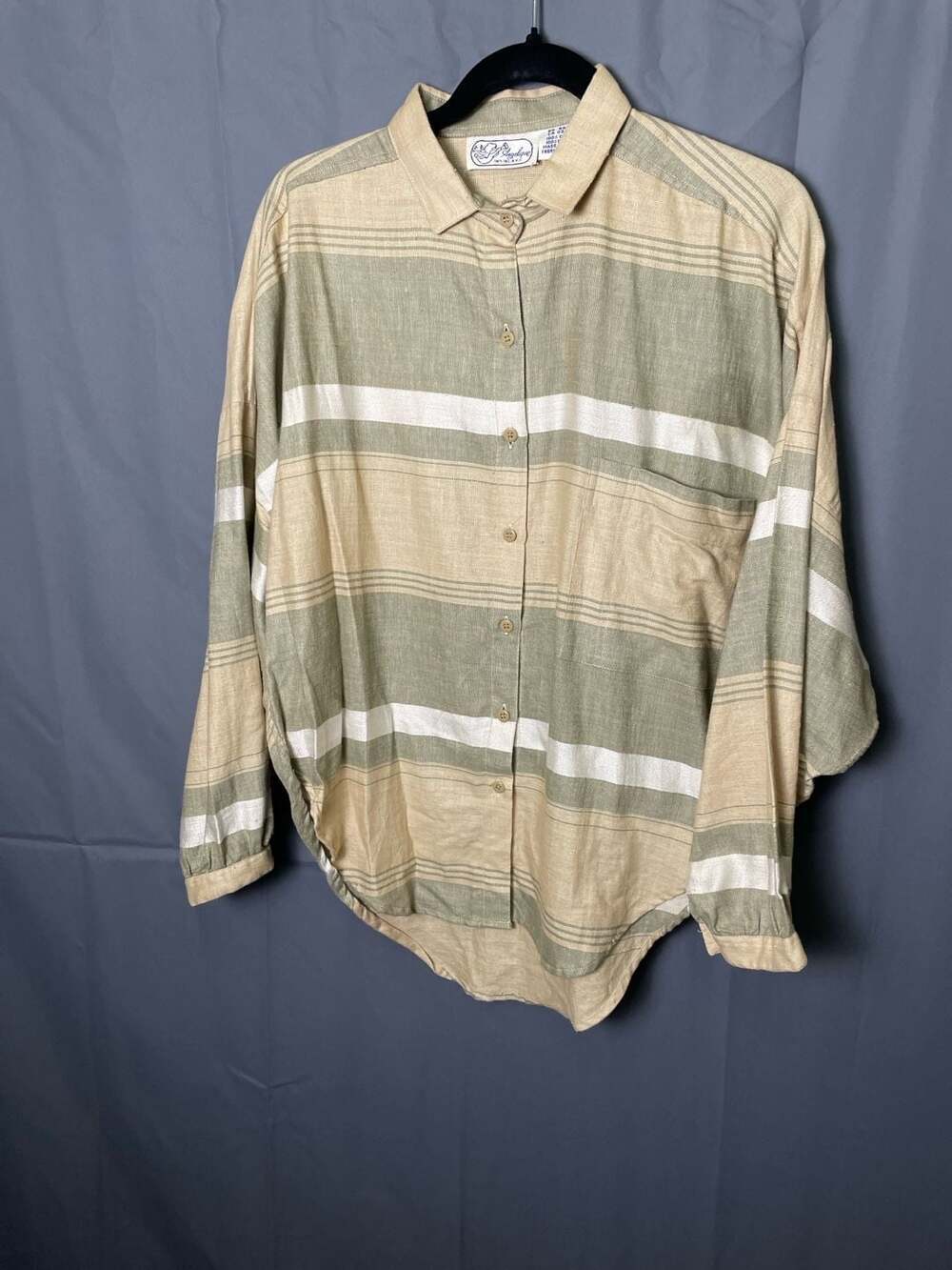Medium Vintage Angelique Striped Long Sleeve Button Front Blouse Shirt